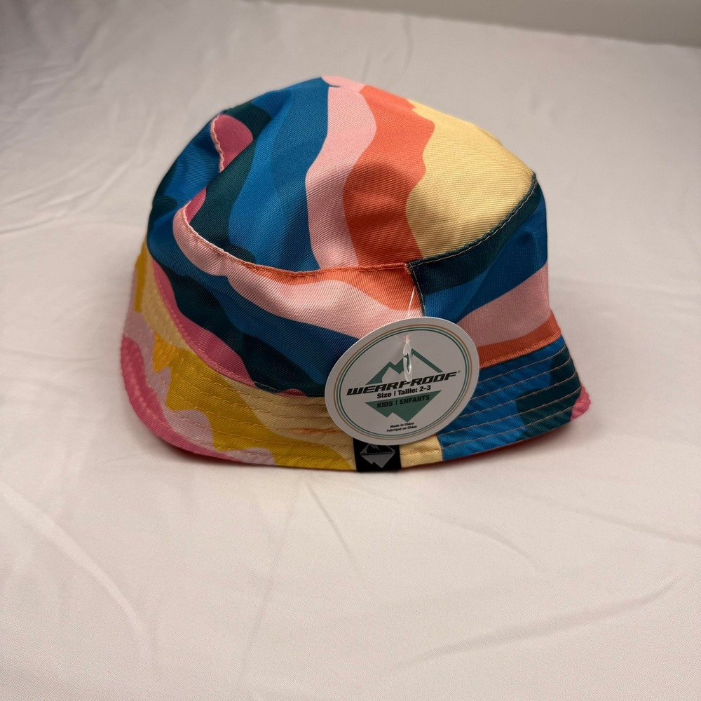 ✨3 for $15 Wearproof Kids Bucket Hat Multi-Color Wavy‎ Stripe Sun Hat Size 2-3
